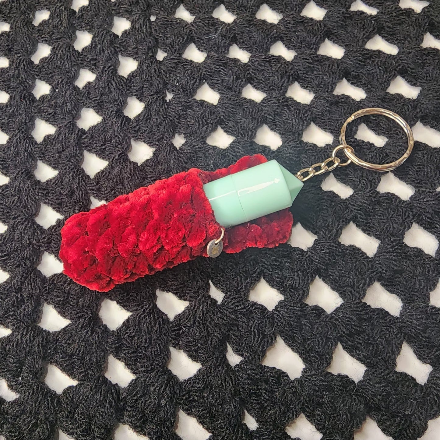 Velvet Lip Balm Holder Keychain