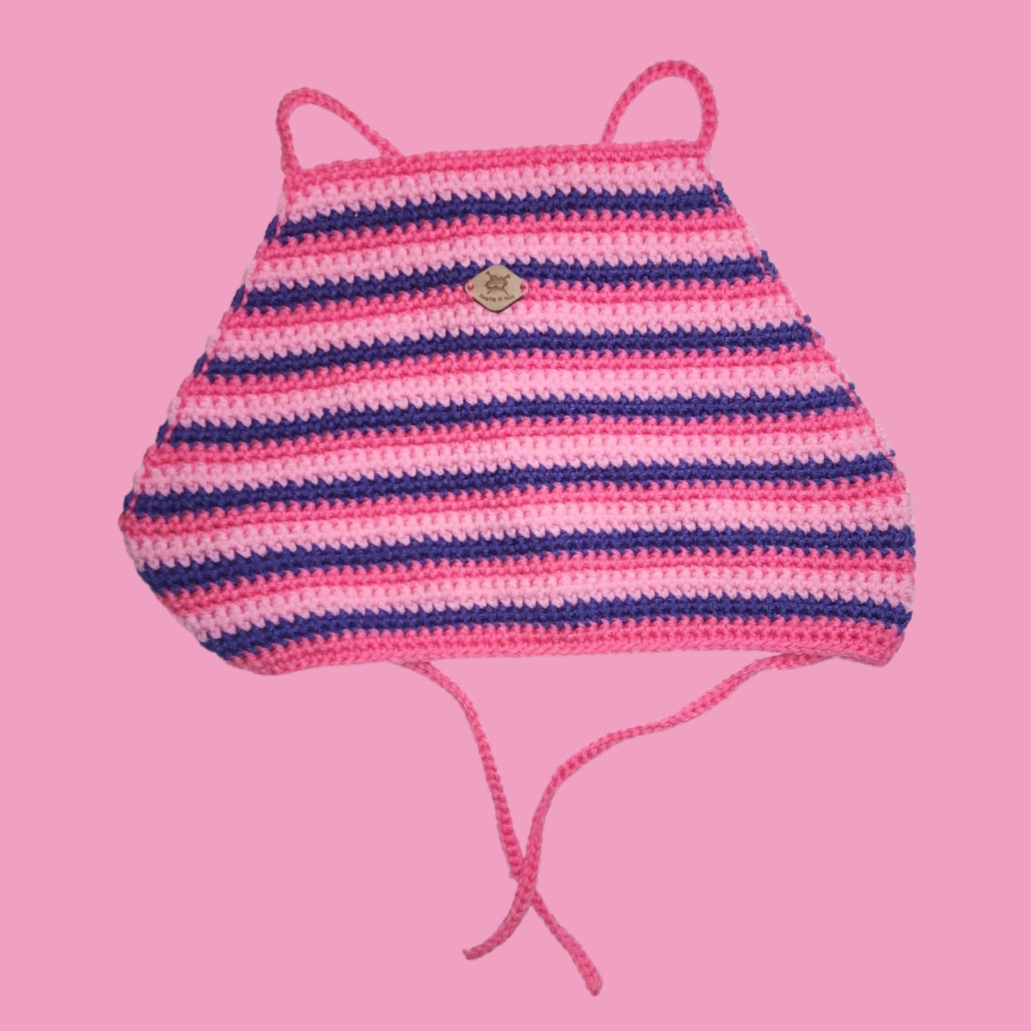 90's Striped Crop Halter Top